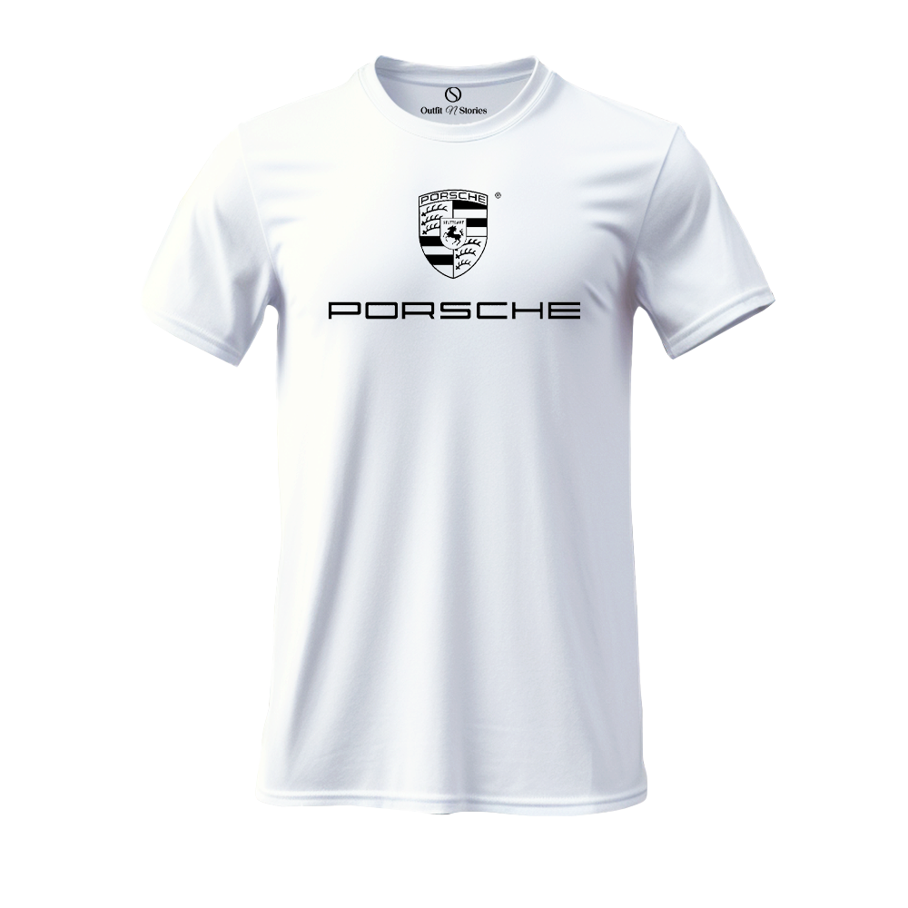 Porsche 911 White Round Neck