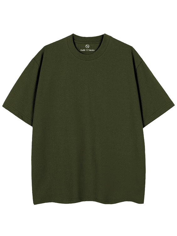 Outfit N Stories | Army Green Drop Shoulder Tee