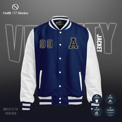 Outfit N Stories | Navy Blue Varsity Jacket