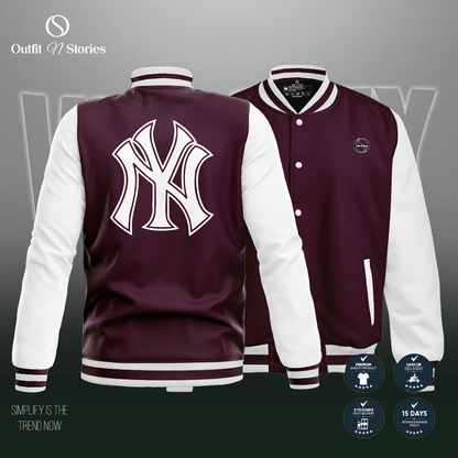 Outfit N Stories | Maroon NY Varsity Jacket