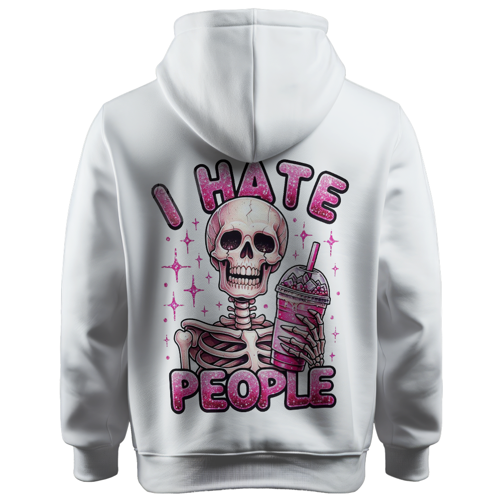 Outfit N Stories | Pink Skull WHite Hoodie